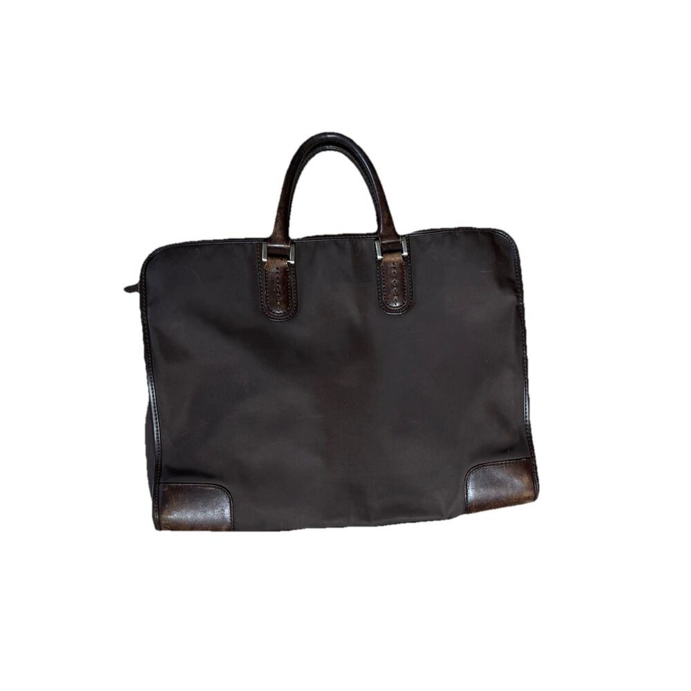 Paul Smith Brown Messenger Bag Briefcase Nylon & Leather Travel Carry On